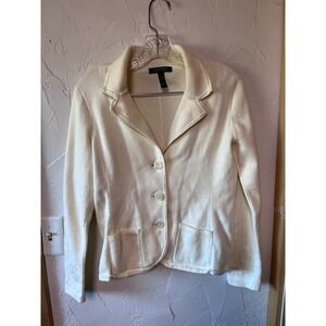 Lauren Ralph Lauren Cream Embroidered Knit Cardigan Blazer Women's Size S